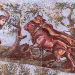 Upper register of a first or second-century C.E. Roman mosaic from Cherchel in Algeria depicting a man plowing with oxen.