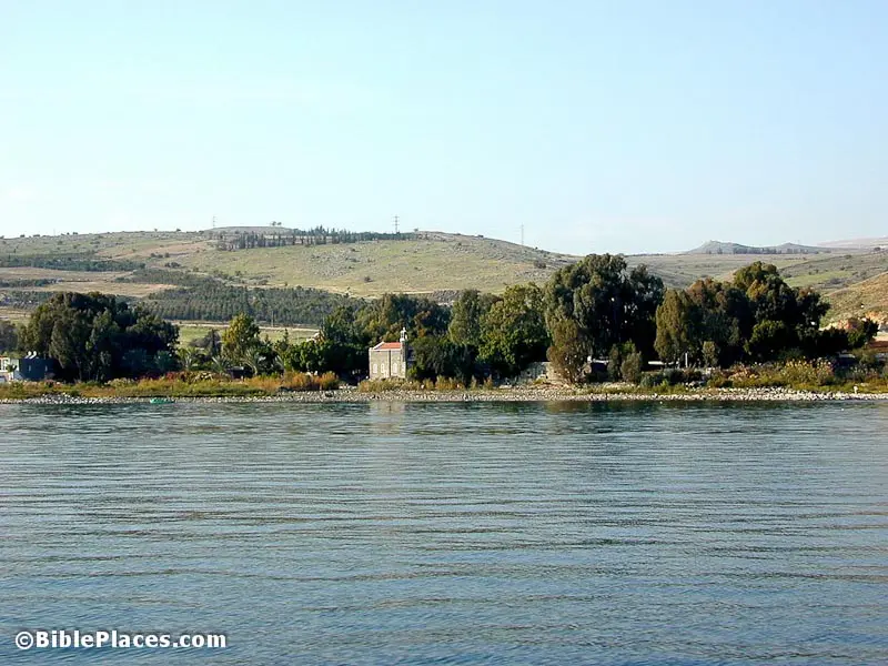 Heptapegon (Tabgha) from the Sea of Galilee