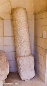This Roman milestone was inscribed in both Greek and Latin and dates to the second century AD. The milestone is now on display at the Rockefeller Museum in Jerusalem. Photograph by A.D. Riddle. Photo © BiblePlaces.com