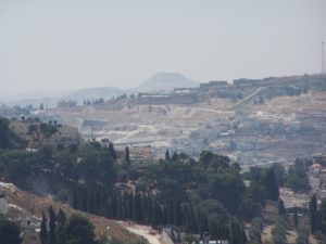 View from Mount Scopus north of Jerusalem. The flat topped hill in the background is the Herodium fortress. Photo courtesy of Joshua N. Tilton.