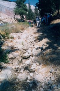 David Bivin with a tour group at the Emmaus road.