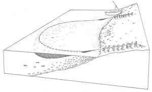 Diagram showing how a seine is used by a fishing crew. (Illustration by Phil Crossman)