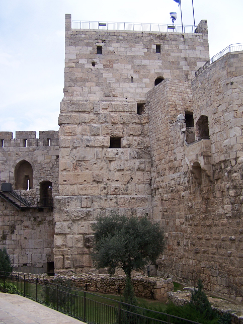 David's Tower near Jaffa Gate is built on the base of one of the three towers that guarded Herod's palace in Jerusalem. View from inside the citadel. (Photo courtesy of Joshua N. Tilton.)