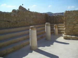 Remains of the first-century C.E. synagoge at Masada. (Photo courtesy of Douglas R. Priore)