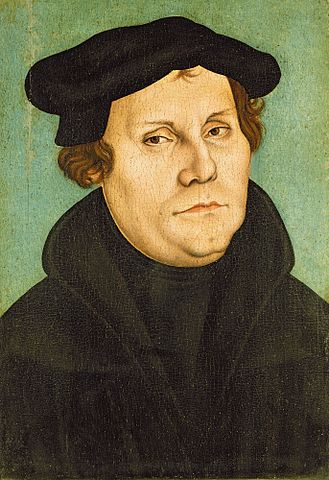 Portrait of Martin Luther by Lucas Cranach the Elder (1528).