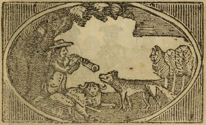 A shepherd, his sheep and a wolf as depicted in The Fables of Æsop the Celebrated Ancient Philosopher (Caldwell and Son, 1889), 5.