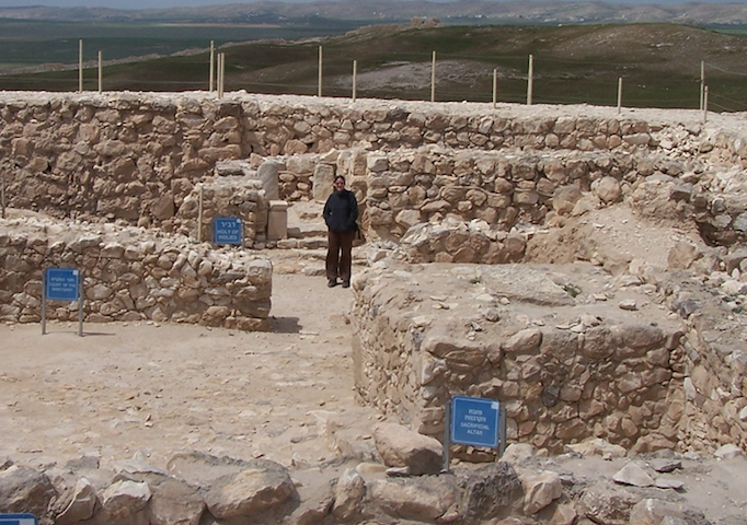 The ancient Israelite temple in Arad had an altar built with unhewn stones, shown here (cube-saped object in lower right). Image courtesy of Joshua N. Tilton.