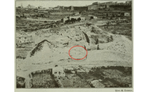 Photograph of the location of Weill's tower published by Gustaf Dalman in his <a href="https://archive.org/details/palstinajahrbu1915dalm/page/76/mode/2up" target="_blank" rel="noopener noreferrer" class="nolightbox"><i>Palästinajahrbuch des Deutschen evangelischen instituts für altertumswissenschaft des Heiligen Landes zu Jerusalem</i></a> (Berlin: E. S. Mittler & sohn, 1915), plate 5 (opposite p. 76).