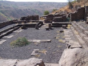 Interior of the synagogue in Gamla looking toward the exit. Photographed by Joshua N. Tilton.