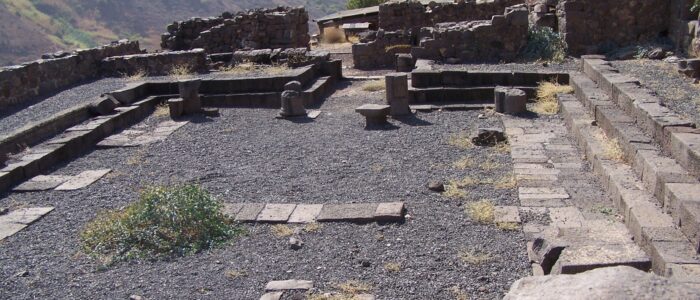 Interior of the synagogue in Gamla looking toward the exit. Photographed by Joshua N. Tilton.