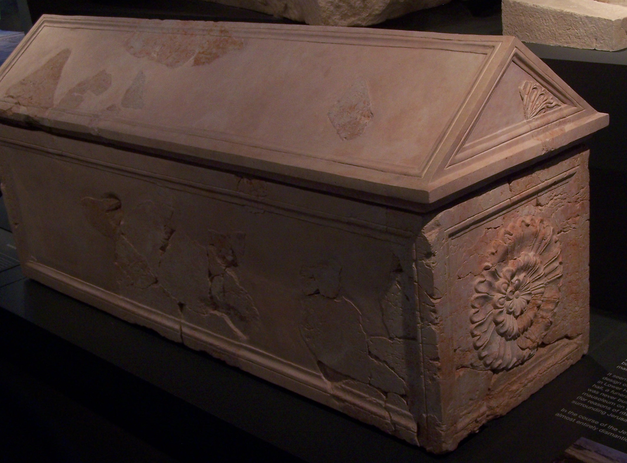 Likely sarcophagus of Herod the Great discovered by archaeologist Ehud Netzer at the Herodium. Photographed at the Israel Museum in Jerusalem by Joshua N. Tilton.