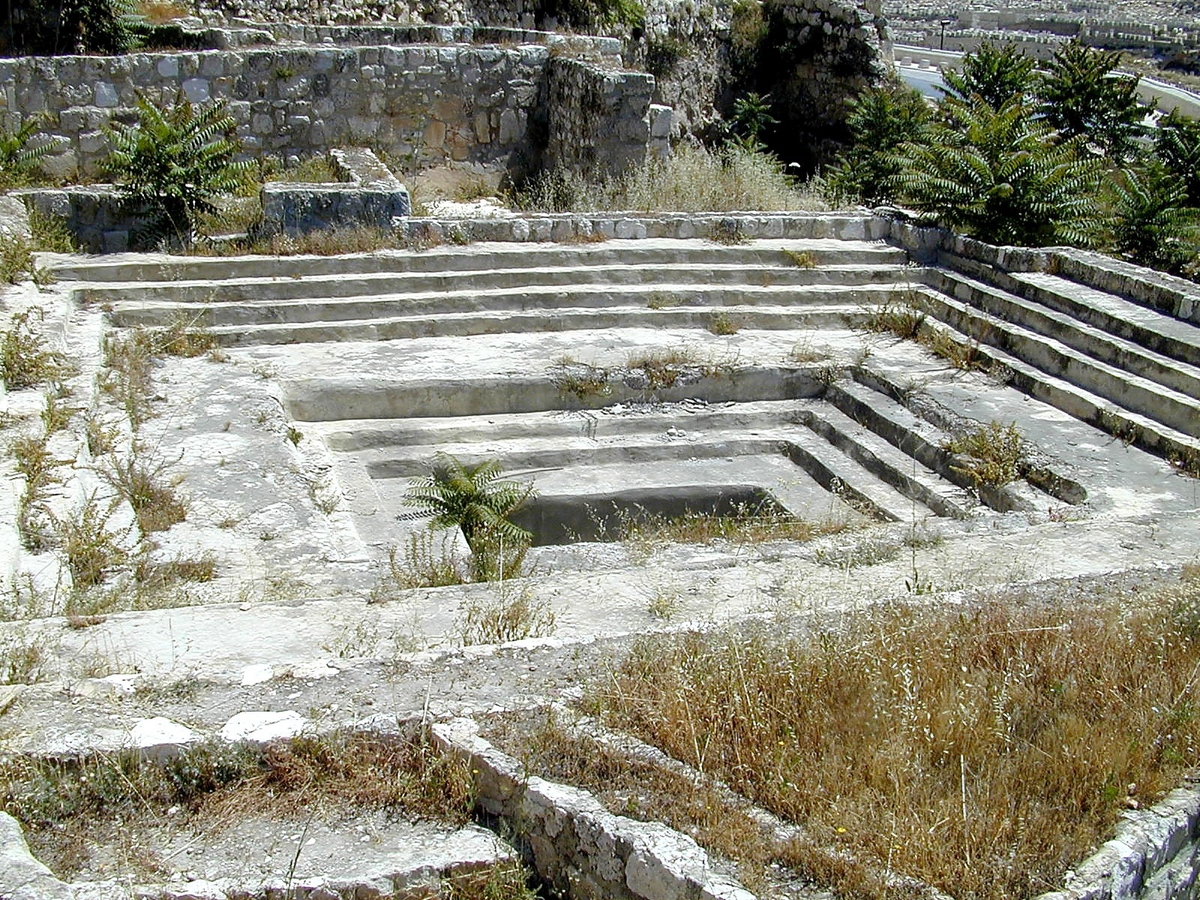 Large ritual immersion pool (mikveh) at the Temple Mount—possibly used by priests for their ritual washing. Photograph by Todd Bolen courtesy of BiblePlaces.com.