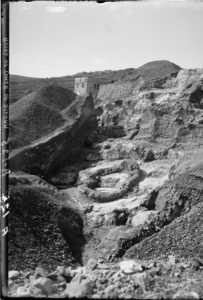 Base of the <i>columbarium</i> discovered int 1914 in the vicinity of the Siloam Pool. Image courtesy of <a href="https://commons.wikimedia.org/wiki/File:Excavations_on_Ophel_(Jerusalem)._Foundations_of_a_tower_LOC_matpc.05089.jpg" target="_blank" rel="noopener noreferrer" class="nolightbox">Wikimedia Commons</a>.